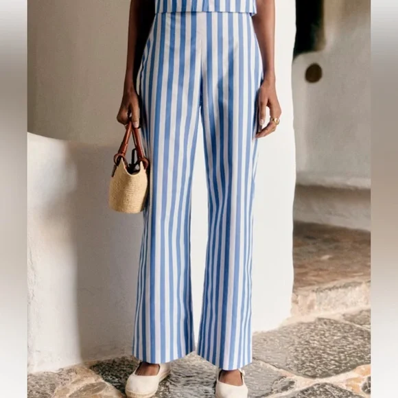 ⛱️🌊Sezane FAUSTO TROUSERS Blue and White Striped Pants - Picture 2 of 10